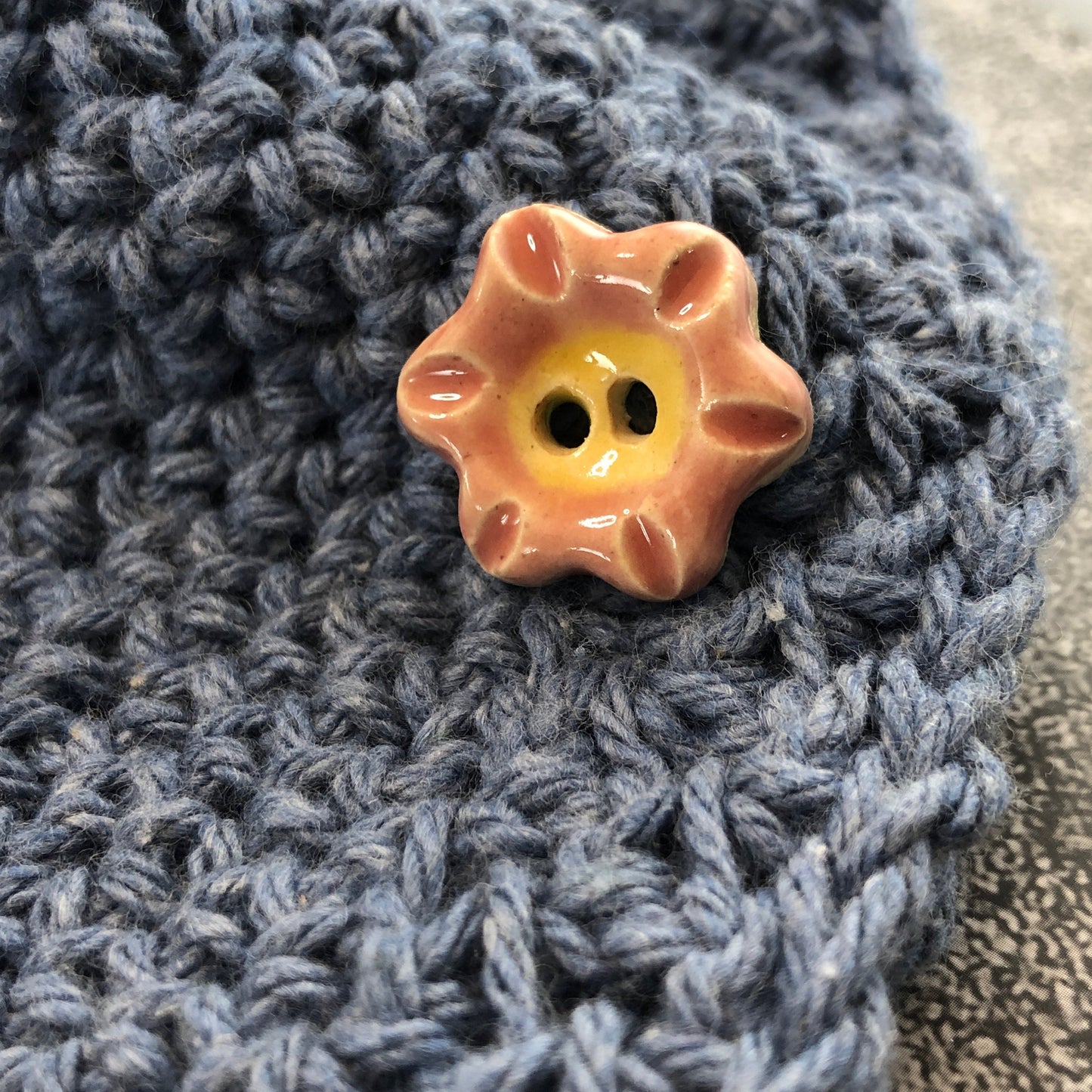 Round Pink and Yellow Flower Button