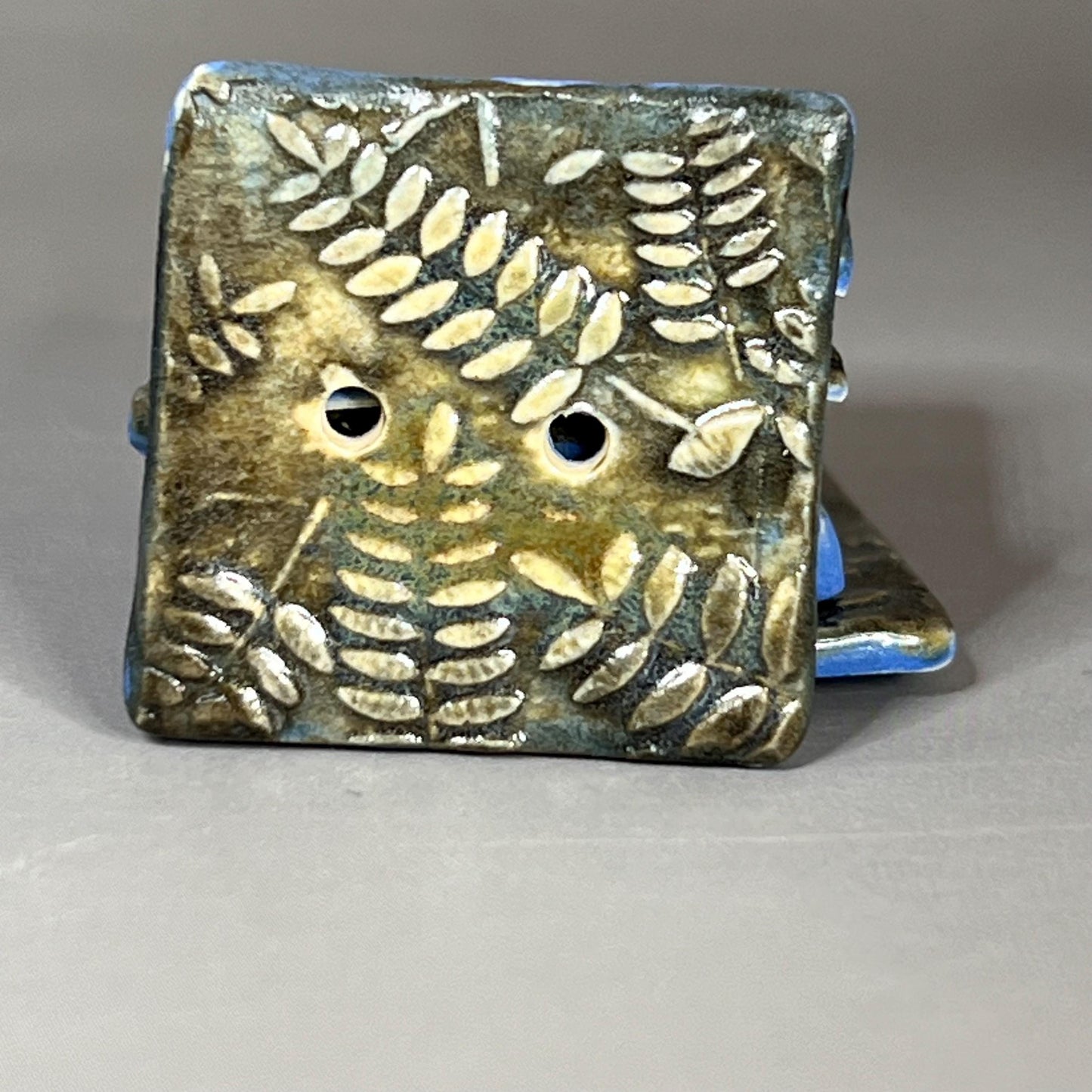 Woodland Fern Textured Square Ceramic Button