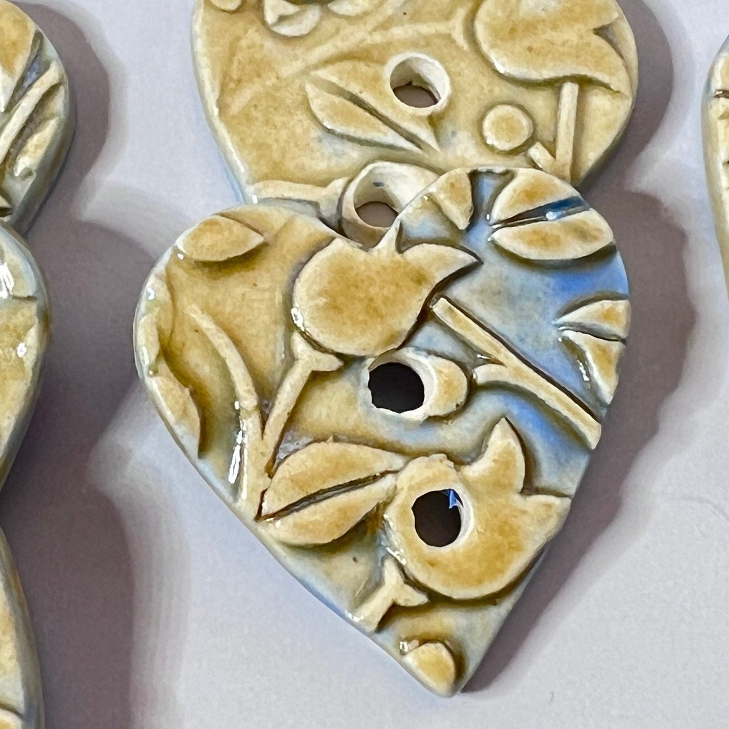Light Yellow and Blue Floral Hearts