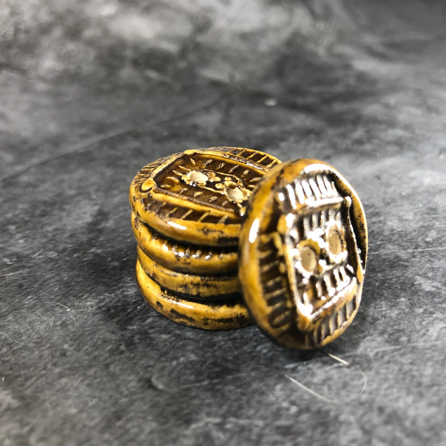 Textured Amber Brown Button