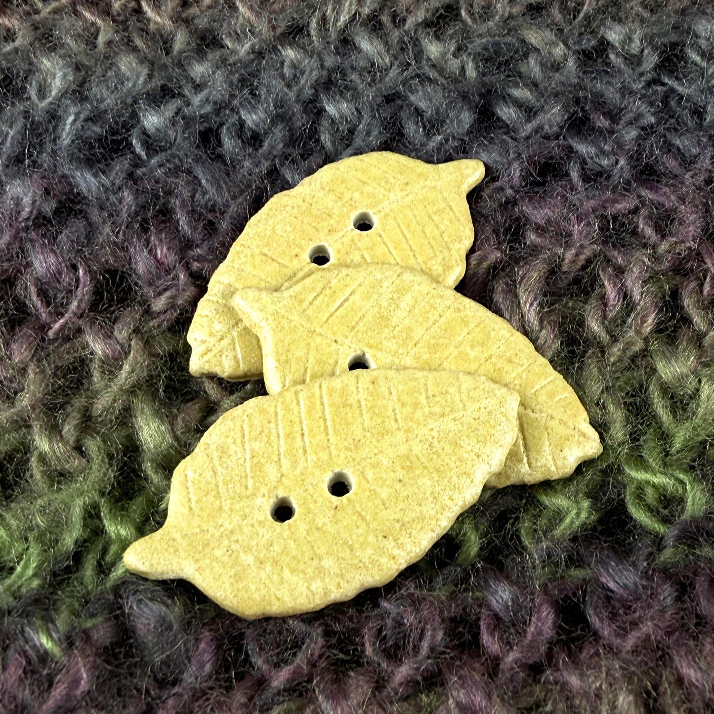 Large Yellow Leaf Ceramic Button
