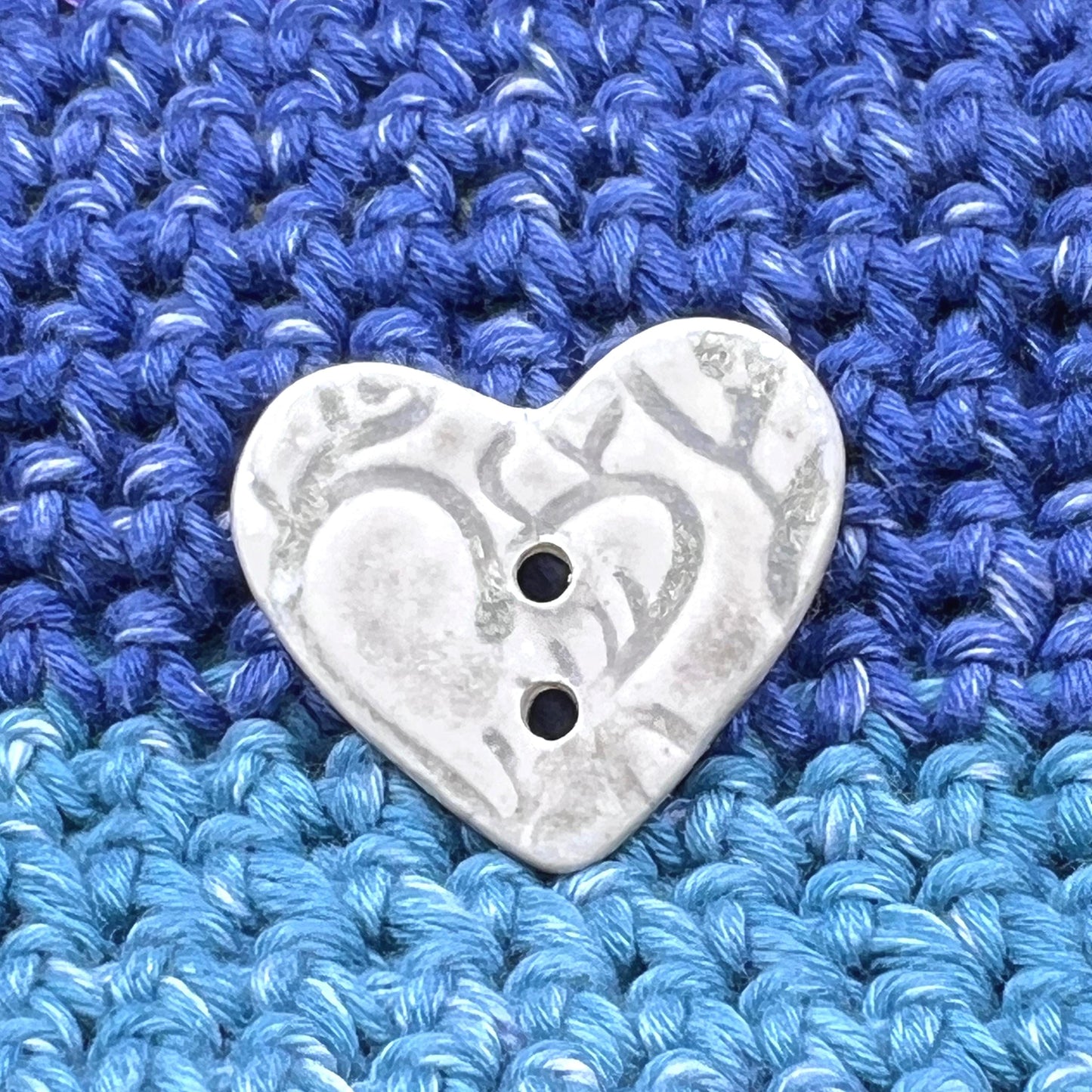 White Heart Buttons with Light Gray Heart Pattern