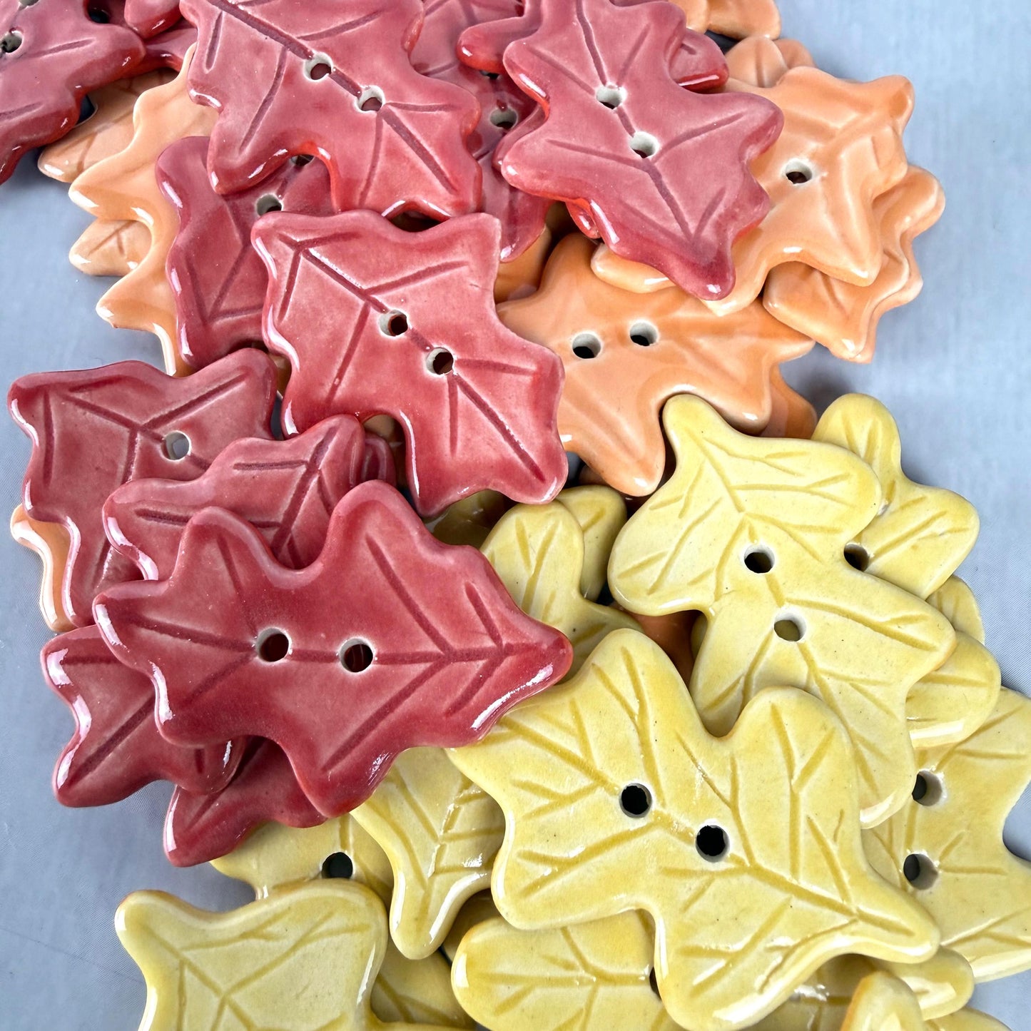Fall Colored Leaves Ceramic Buttons