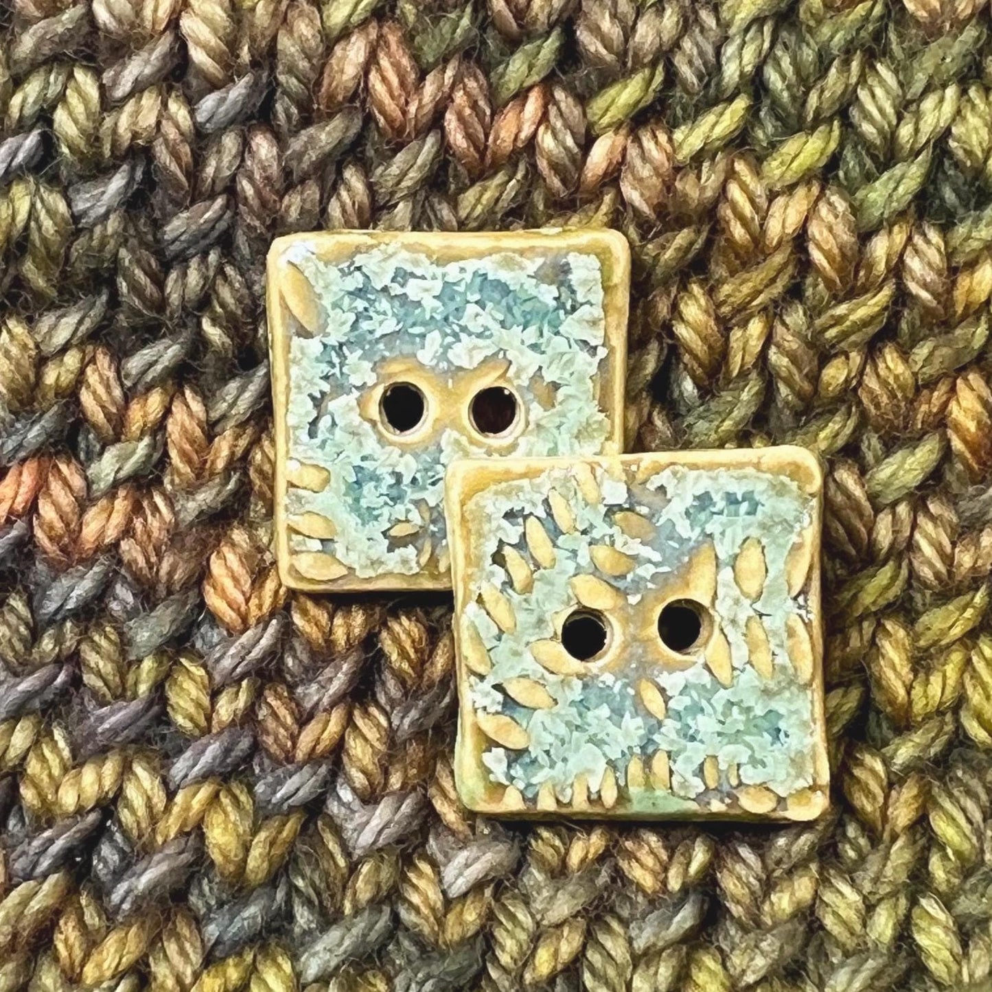 Spring Ferns with Frost 2 Hole Tiny Square Buttons