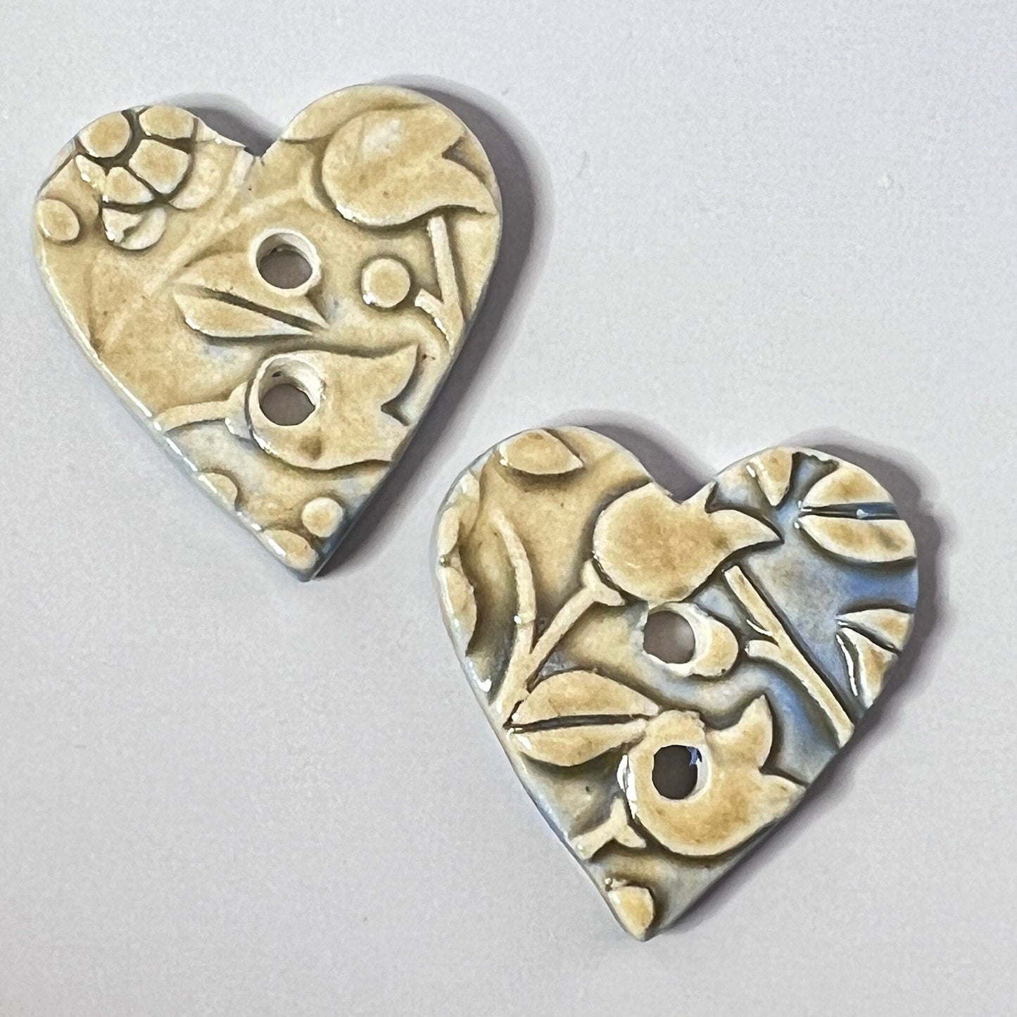 Light Yellow and Blue Floral Hearts