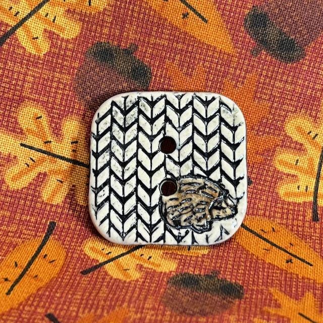 Hedgehog on Knit Square Ceramic Button