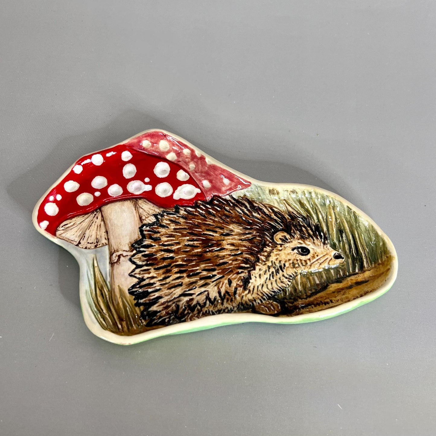 Hedgehog and Mushroom Trinket Dish/Tray/ Ring Dish/Spoon Rest