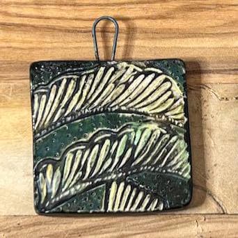 Leaves and Textures in Black Ceramic Pendants