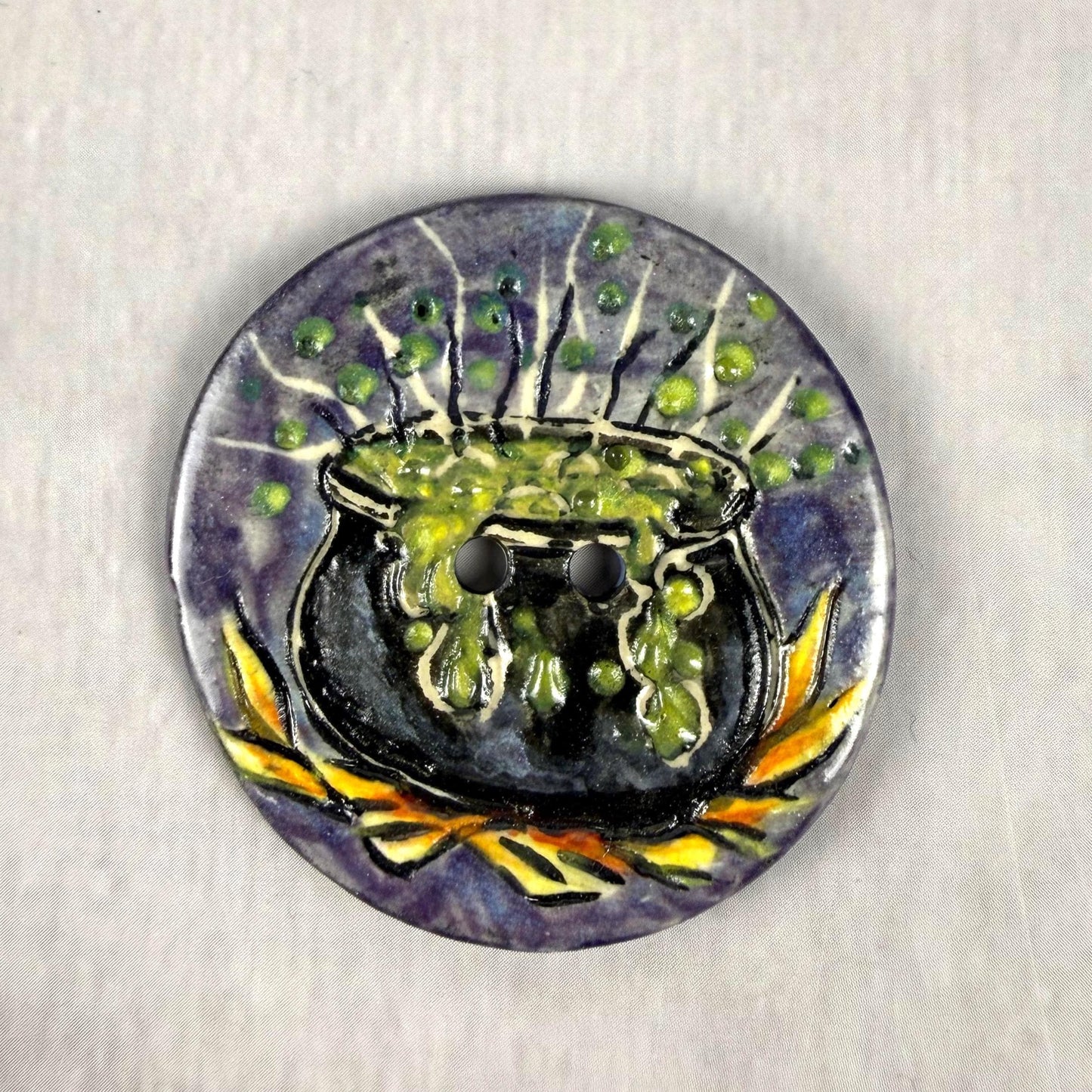 Witch's Brew Black Cauldron Large Round Button