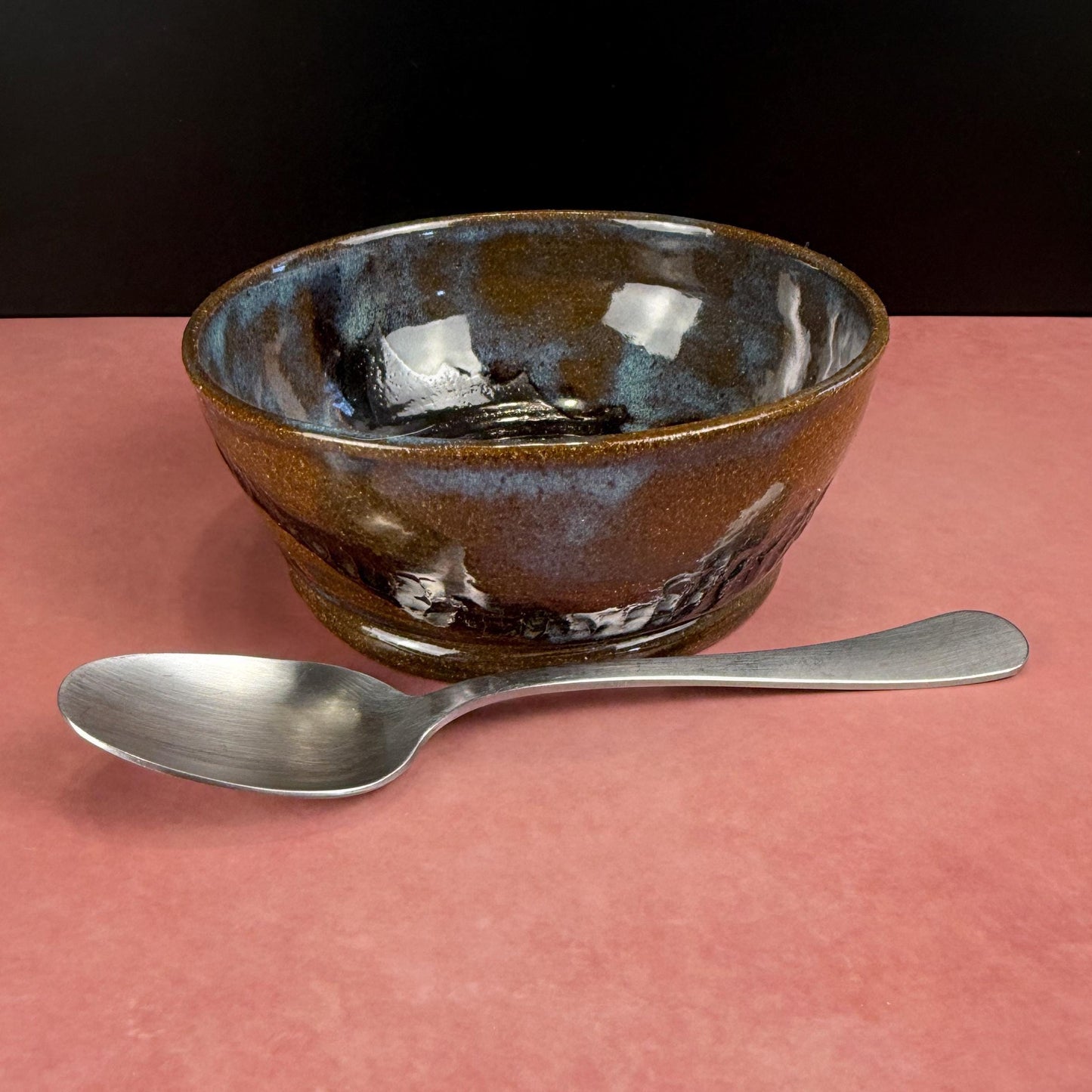 Small Blue and Brown Carved Texture Bowl