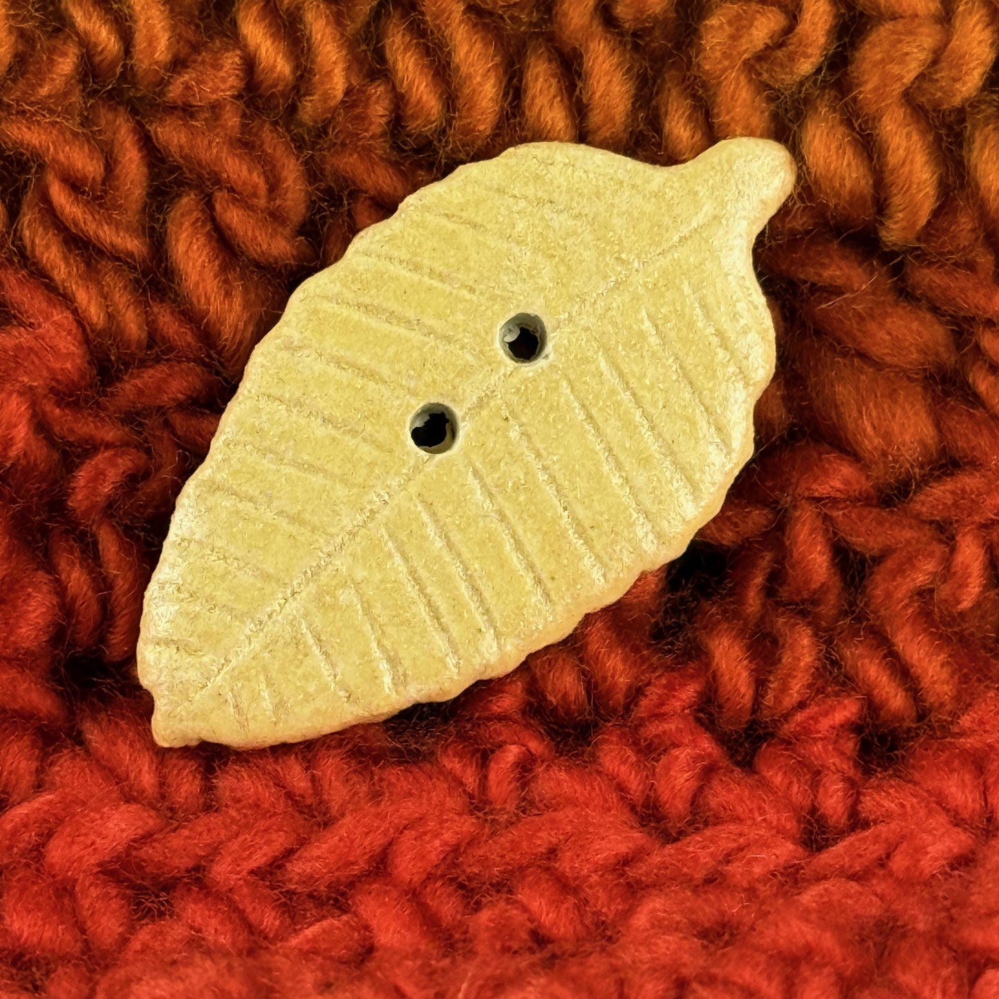 Large Yellow Leaf Ceramic Button