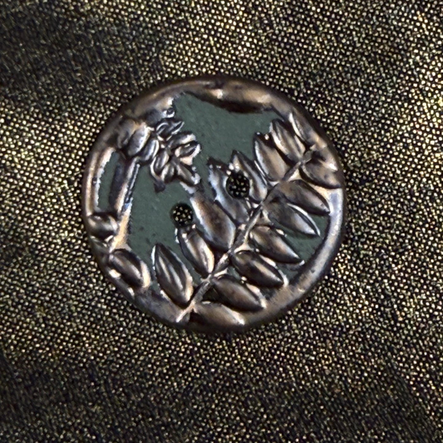 Gold Fern Leaves on Green Porcelain Round Buttons