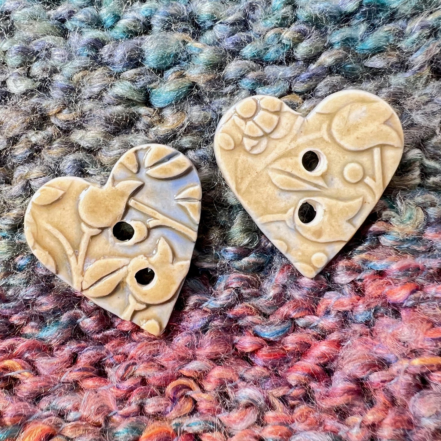 Light Yellow and Blue Floral Hearts