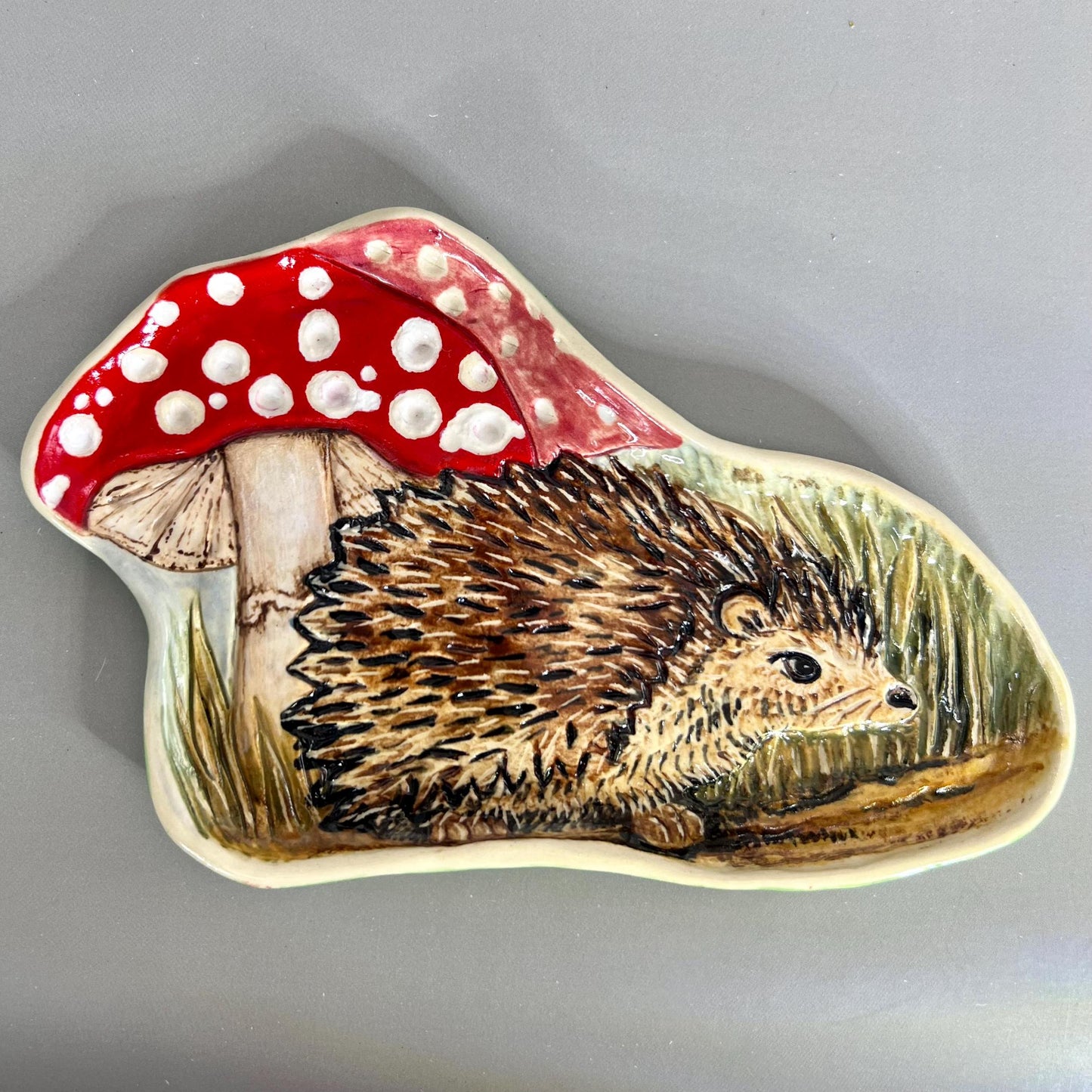 Hedgehog and Mushroom Trinket Dish/Tray/ Ring Dish/Spoon Rest