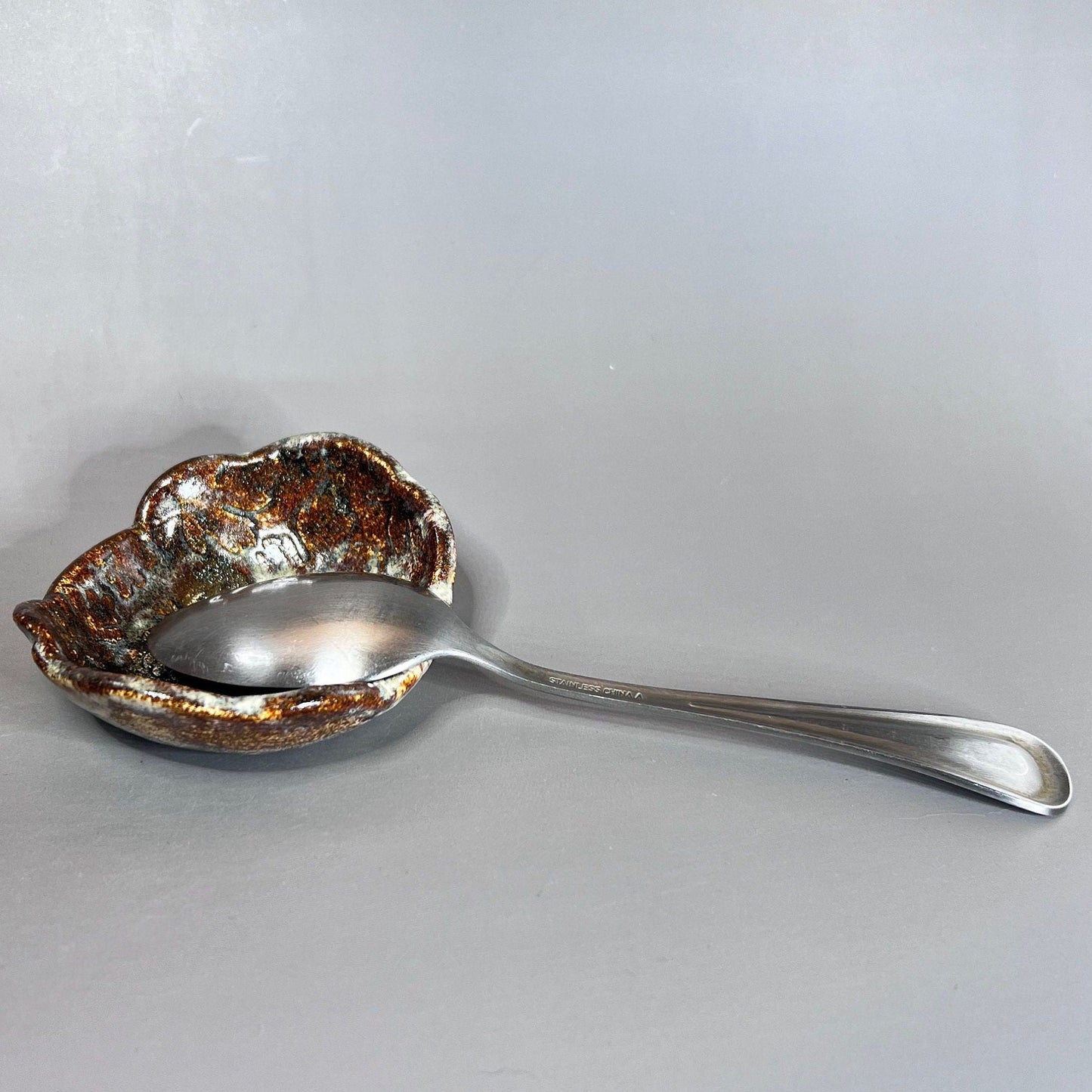 Brown Fall Leaves With Frost Teabag Holder/Spoon Rest