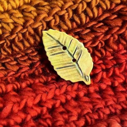 Yellow Leaf Shaped Ceramic Button