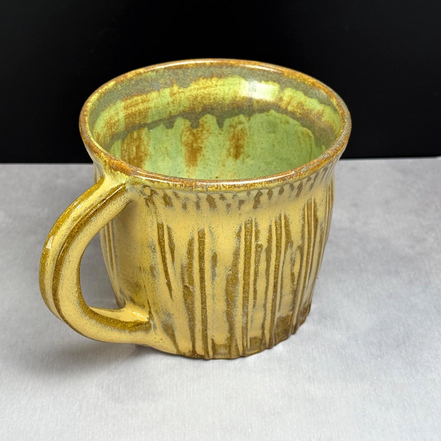 Yellow Ochre and Green Rustic Mug