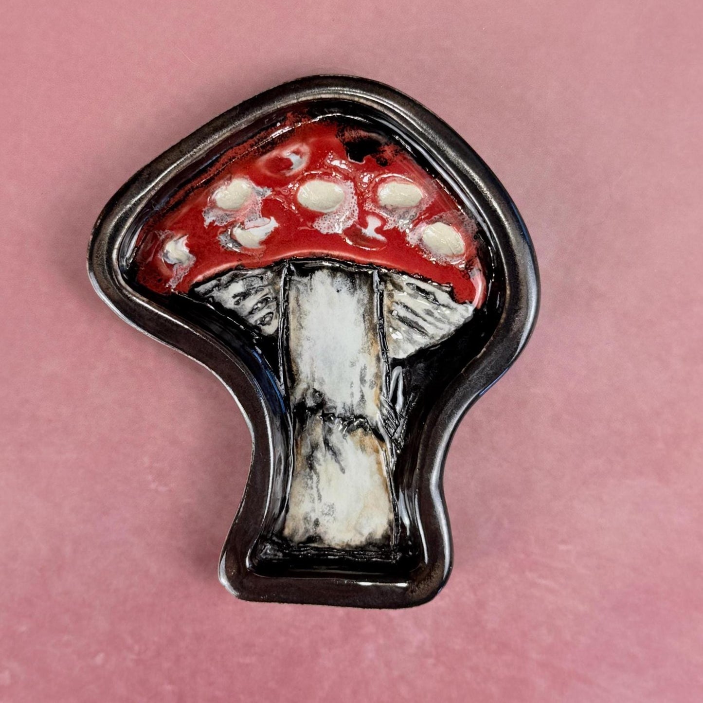 Small Red and White Mushroom Trinket Dish/Spoon Rest