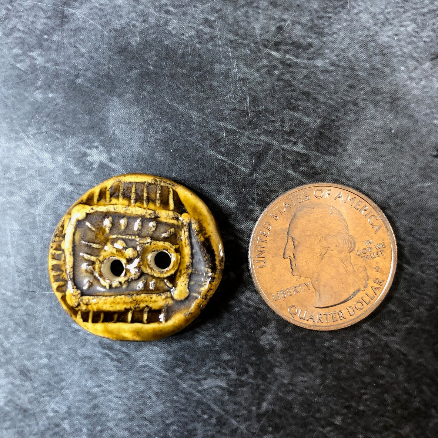 Textured Amber Brown Button