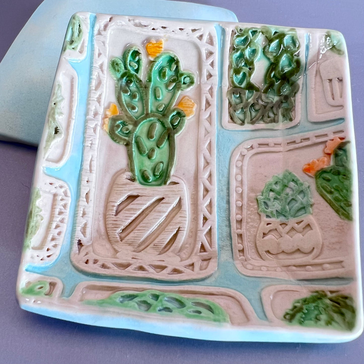 Succulent Design Square Trinket Dish