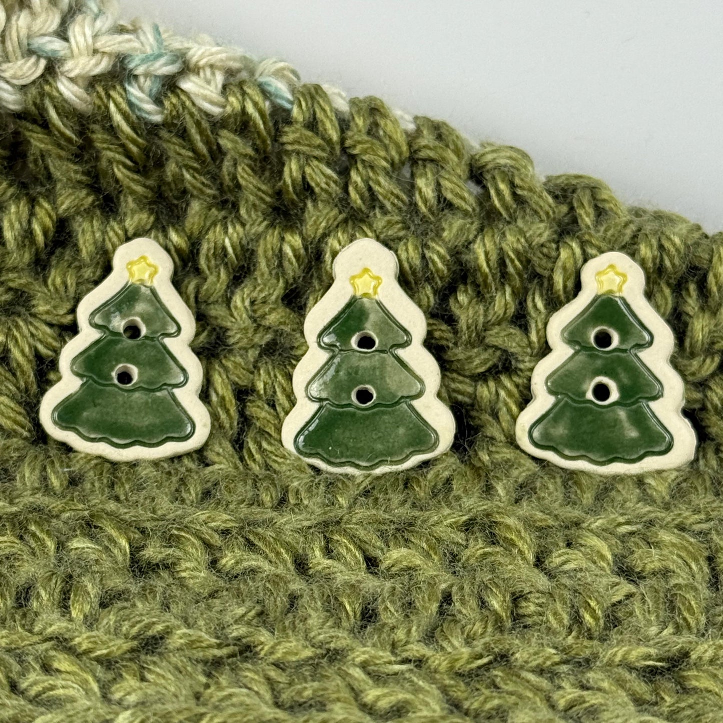 Evergreen Tree with Star Set of 3 Ceramic Buttons