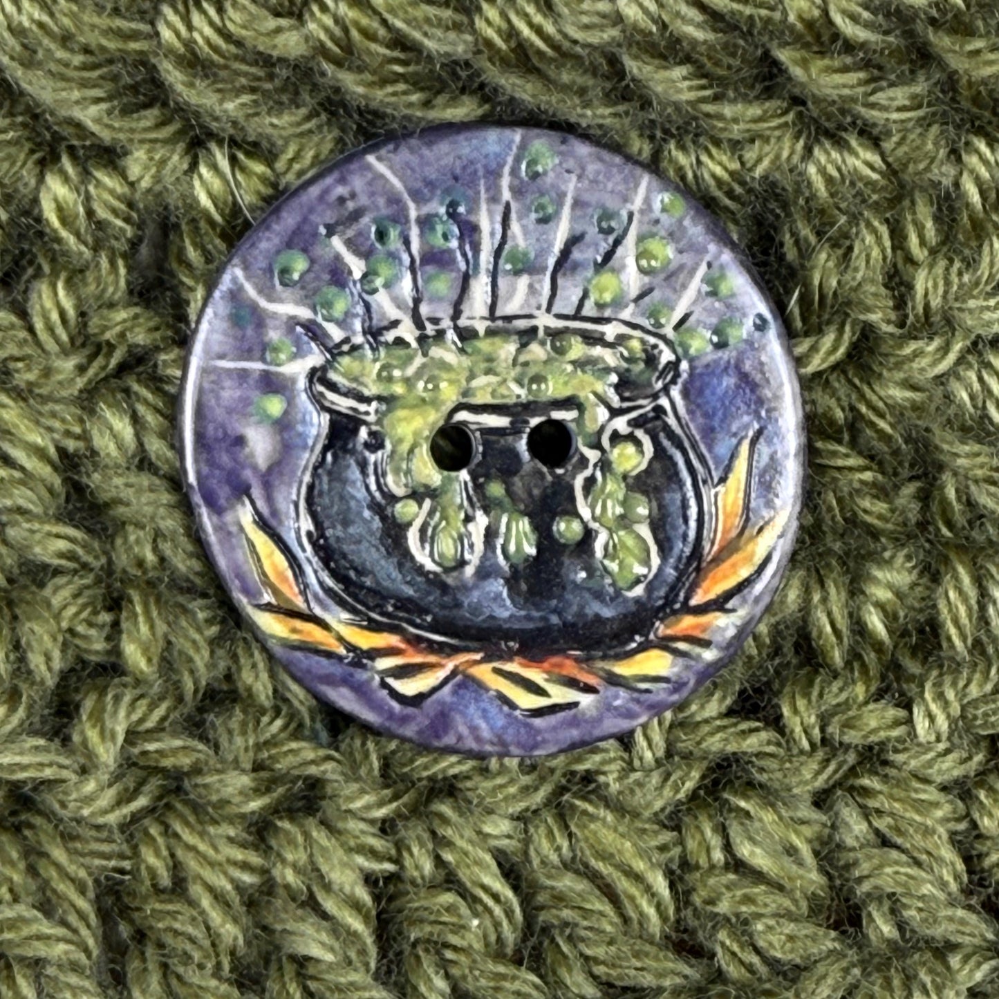 Witch's Brew Black Cauldron Large Round Button