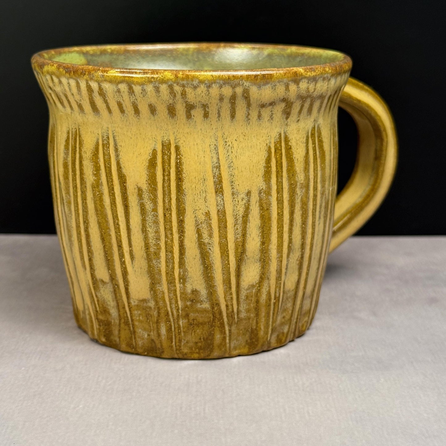 Yellow Ochre and Green Rustic Mug