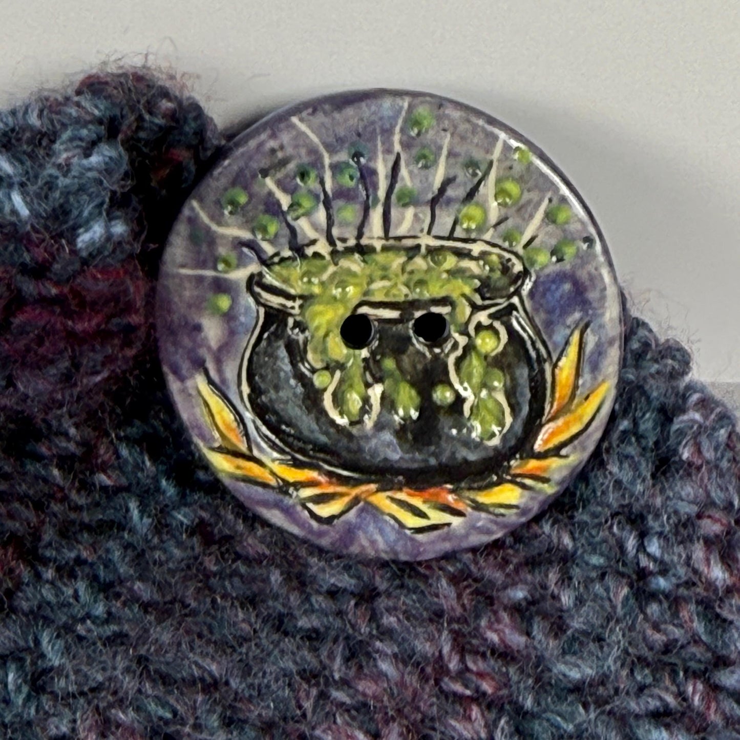 Witch's Brew Black Cauldron Large Round Button