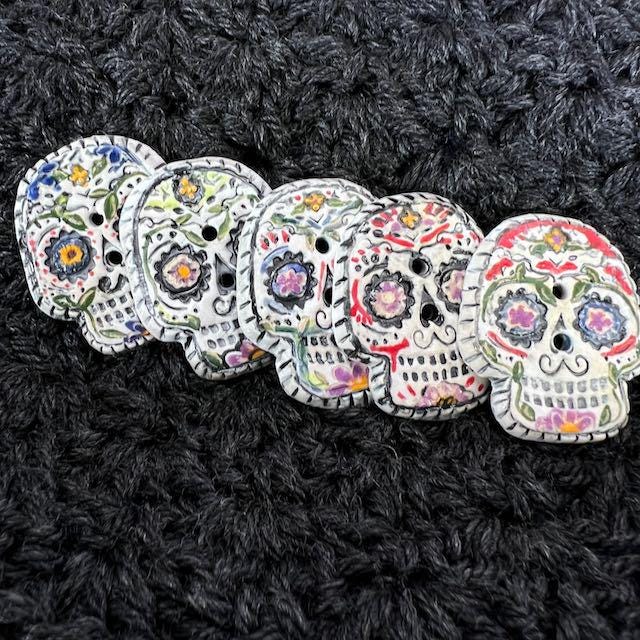 Calavera/Sugar Skull Design Focal Ceramic Bead Male or Female