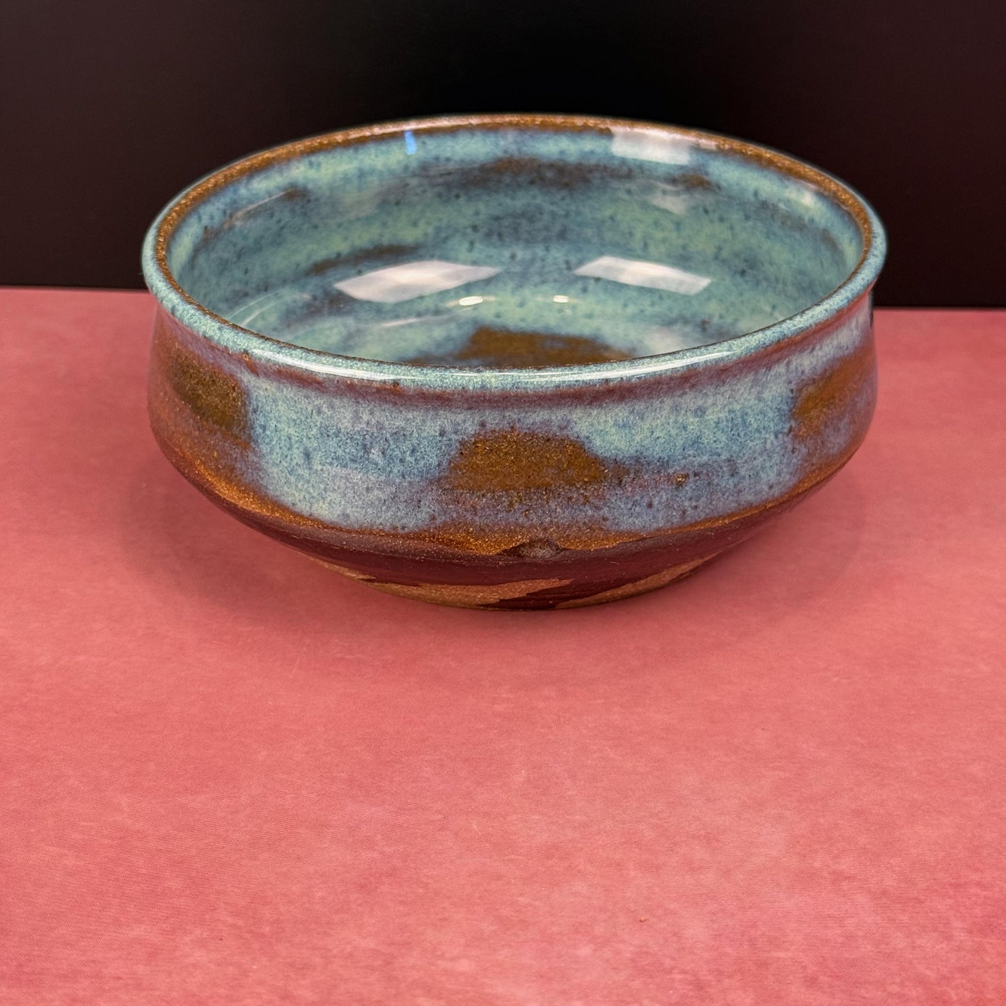 Blue with Brown Shallow Brown Stoneware Bowl