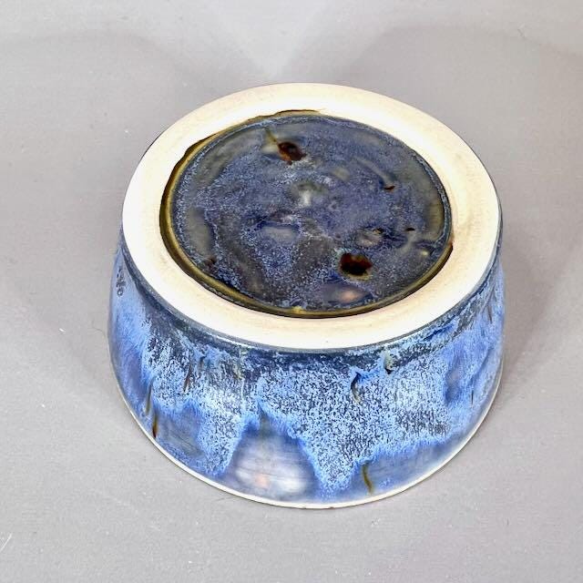 Handmade Glazed Stoneware Prep Bowl, Blue Berry Condiment Bowl