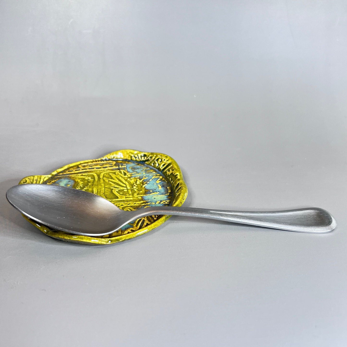Succulent Patterned Stoneware Teabag Holder/Spoon Rest