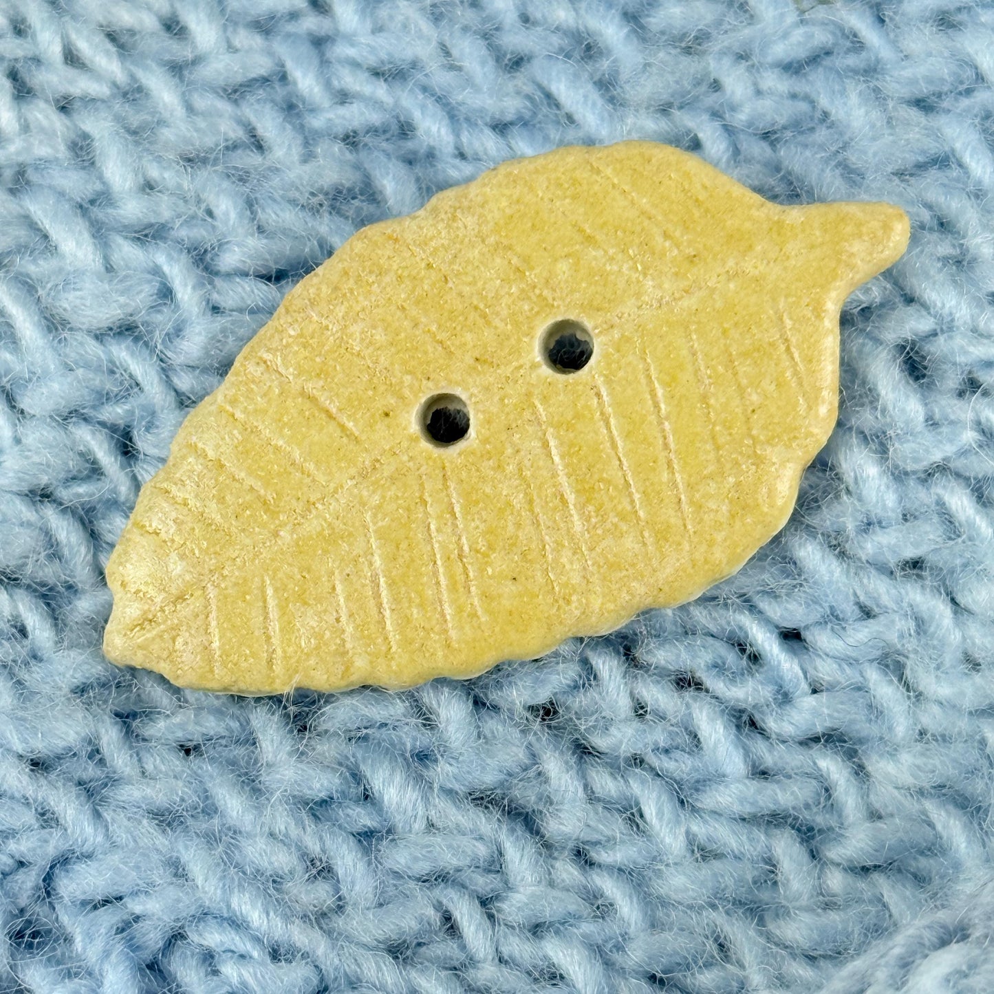 Large Yellow Leaf Ceramic Button