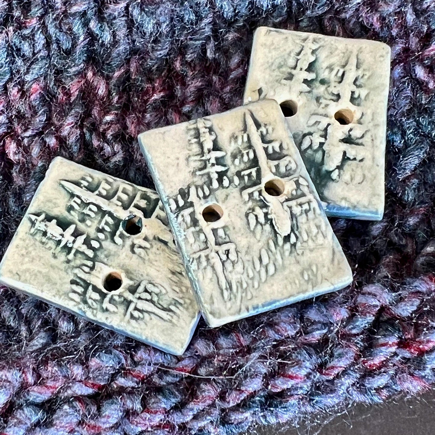 Winter Trees White and Blue Rectangular Buttons With 2 Holes