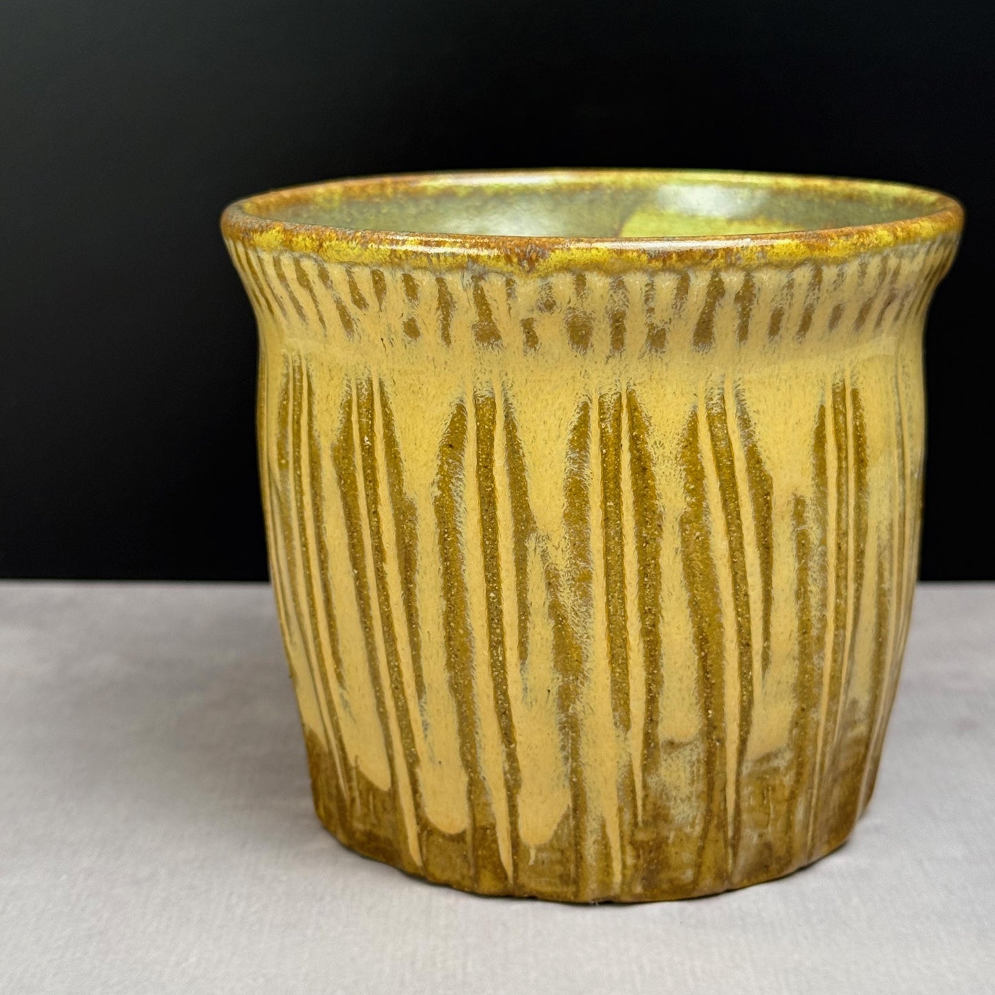 Yellow Ochre and Green Rustic Mug