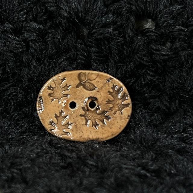 Fall Leaves and Acorns Patterned Oblong Ceramic Buttons