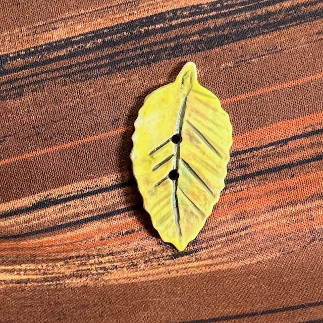 Yellow Leaf Shaped Ceramic Button