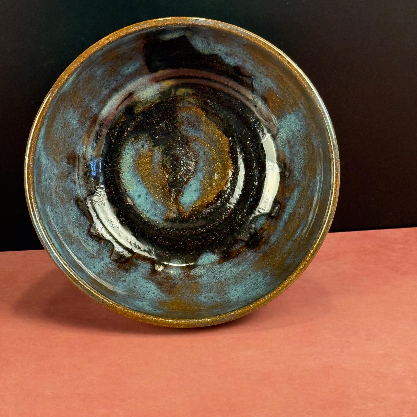 Small Blue and Brown Carved Texture Bowl