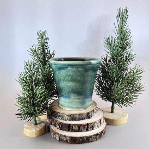 Layers of Blue and Green  9 ounce White Stoneware Tumbler