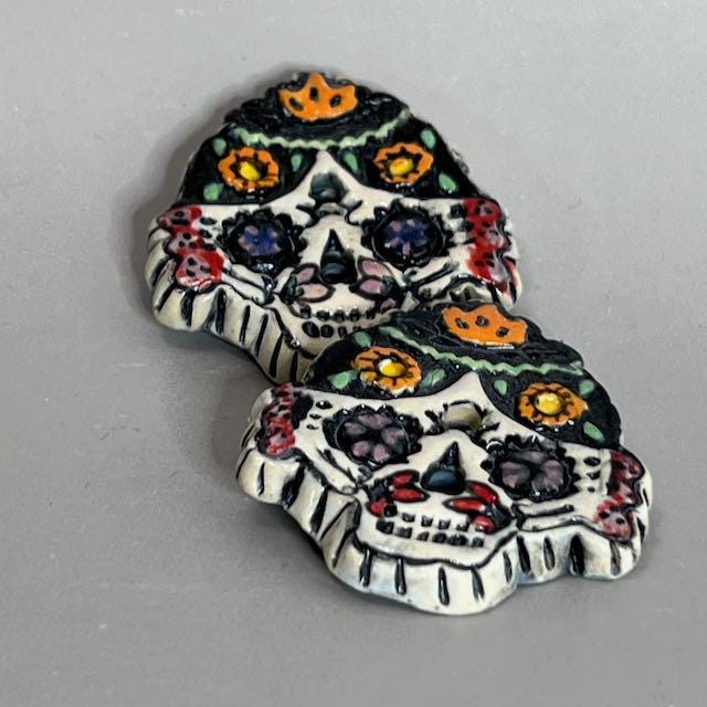 Calavera/Sugar Skull Design Focal Ceramic Bead Male or Female