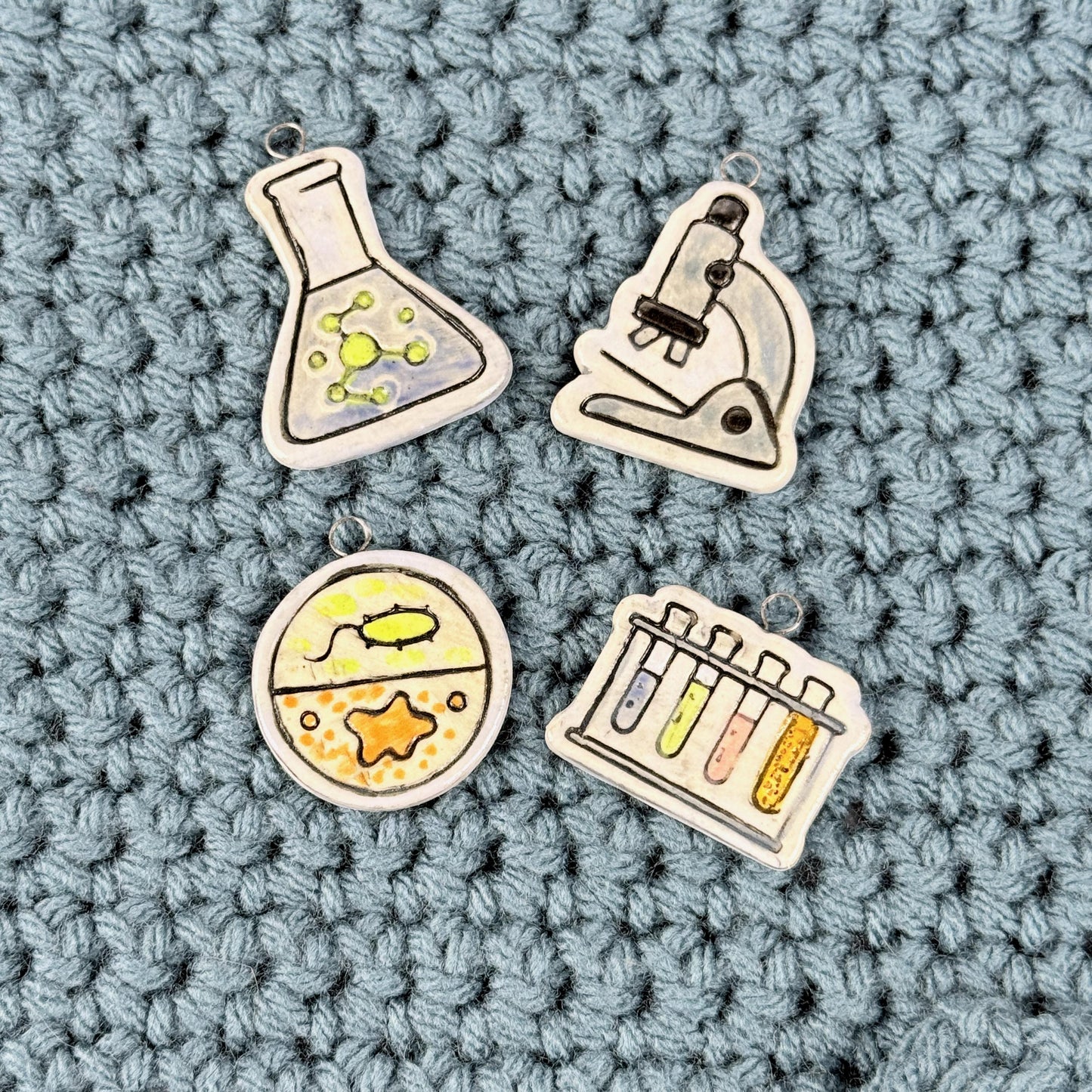 Set of 4 Science Charms/Jewelry Components
