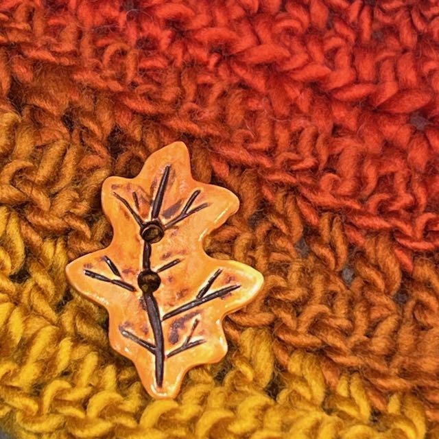 Orange Leaf Shaped Ceramic Button
