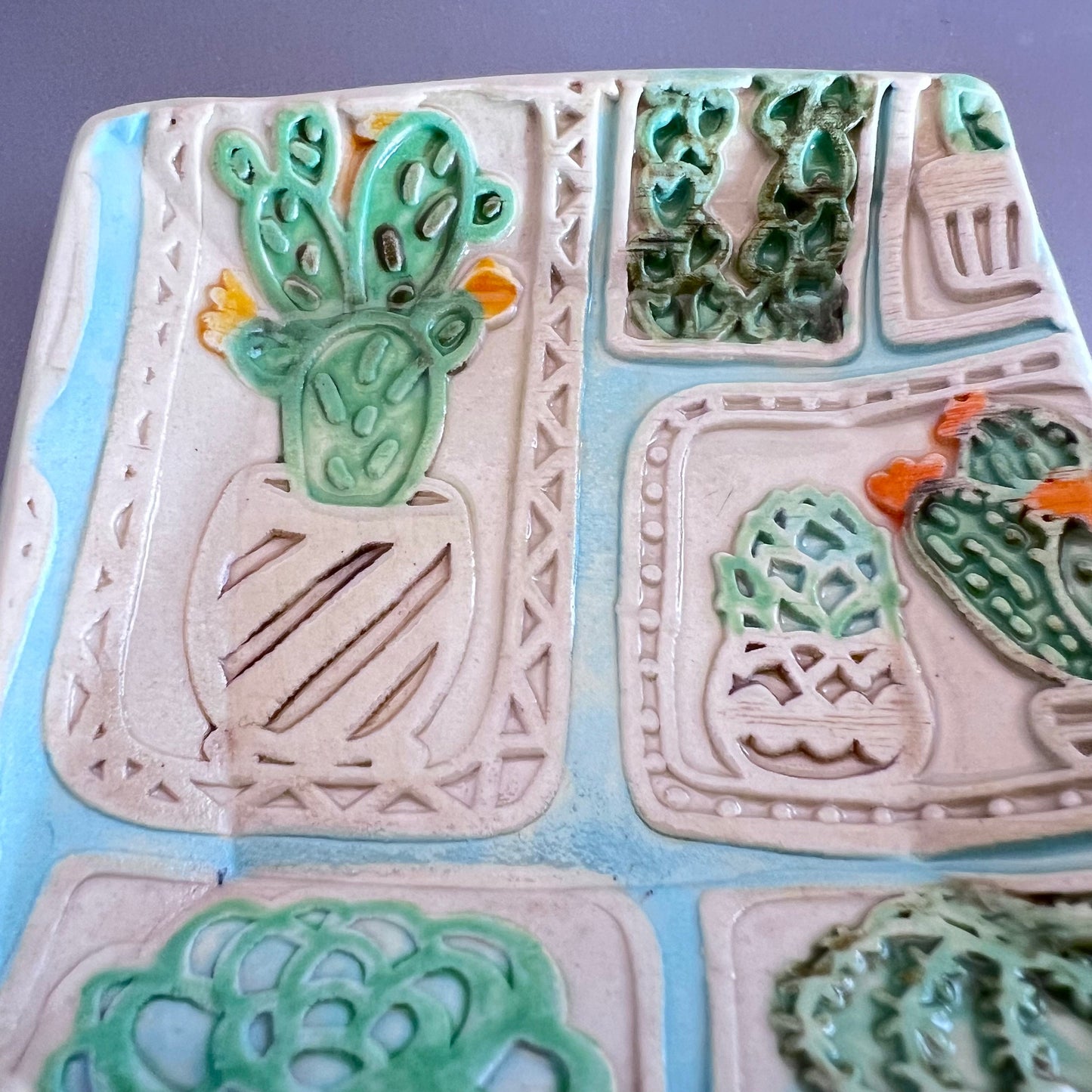 Succulent Design Square Trinket Dish