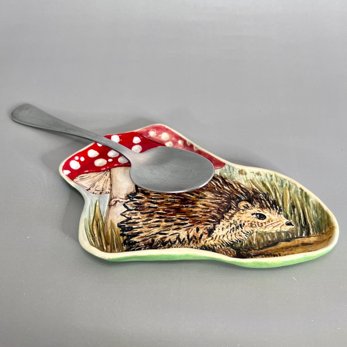 Hedgehog and Mushroom Trinket Dish/Tray/ Ring Dish/Spoon Rest