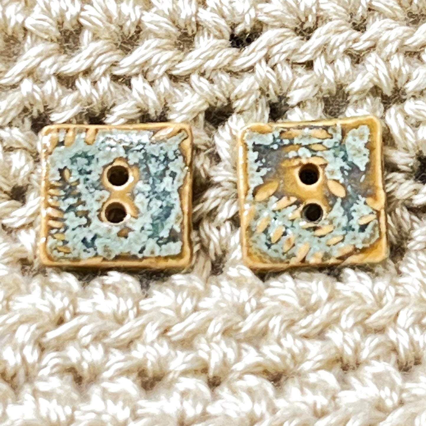 Spring Ferns with Frost 2 Hole Tiny Square Buttons