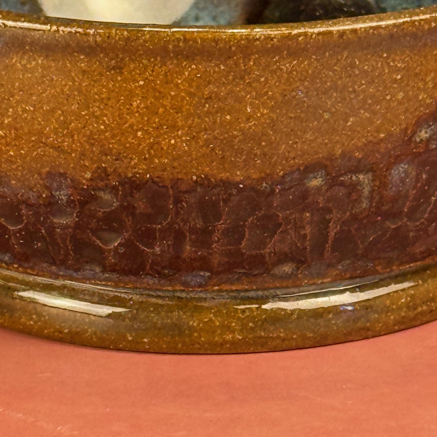 Small Blue and Brown Carved Texture Bowl