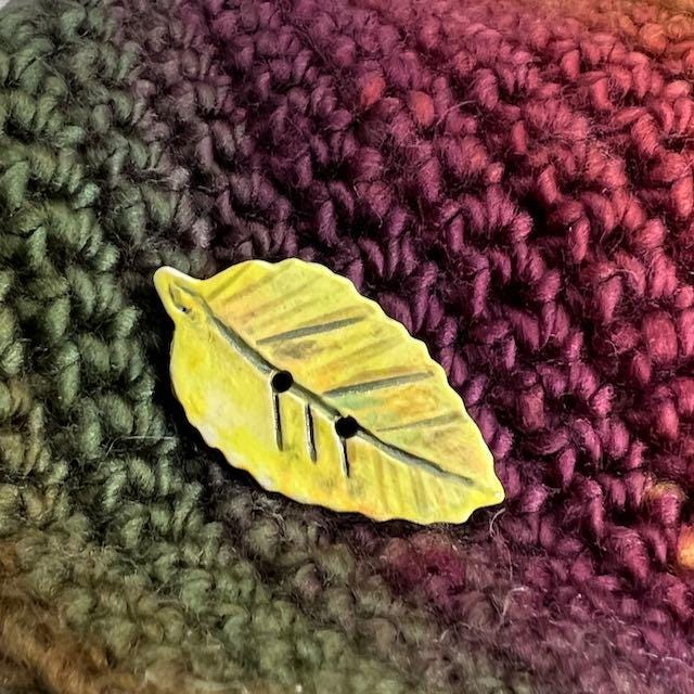 Yellow Leaf Shaped Ceramic Button