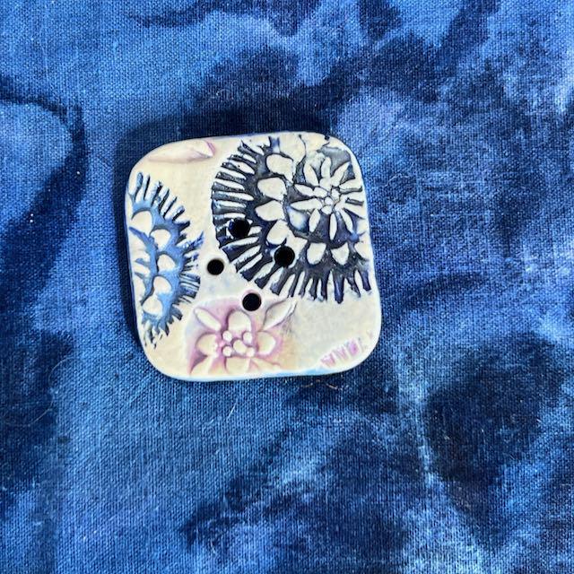Purple and Blue Boho Designs on White Square Buttons
