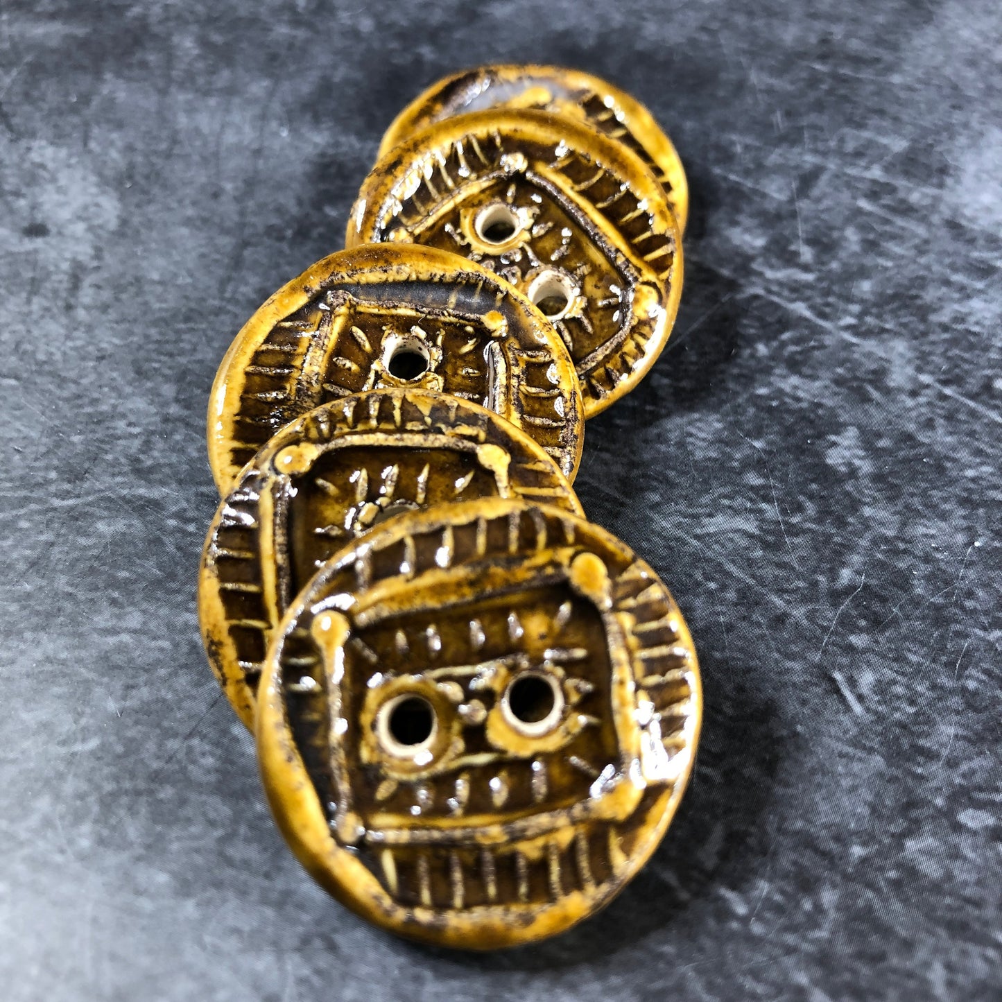 Textured Amber Brown Button