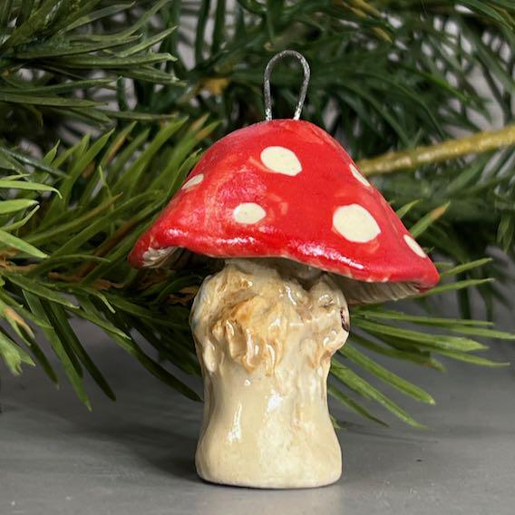 Red and White Mushroom Ceramic Ornament #3